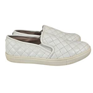 L Steve Madden Women's Ecentrcq White Quilted Slip On Sneakers Size 10 Flaw